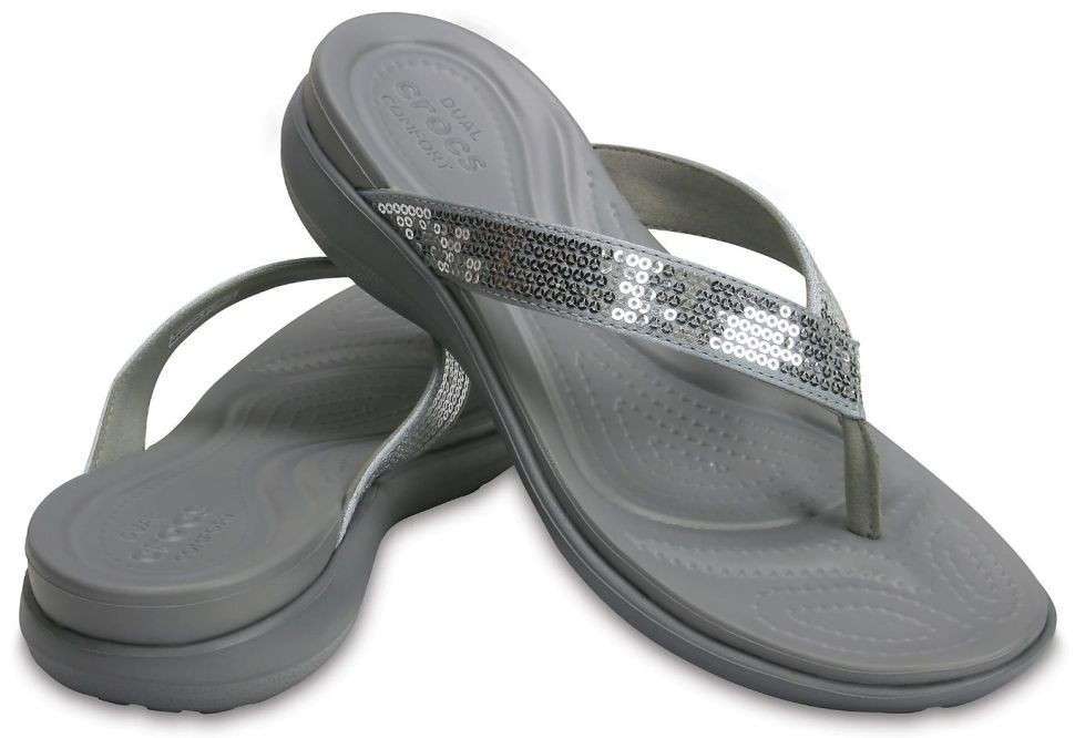 Жіночі в'єтнамки Crocs Women's Capri V Sequin Slipper - Silver — фото 1