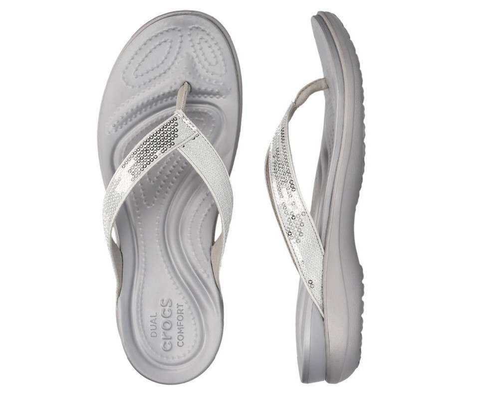 Жіночі в'єтнамки Crocs Women's Capri V Sequin Slipper - Silver — фото 2