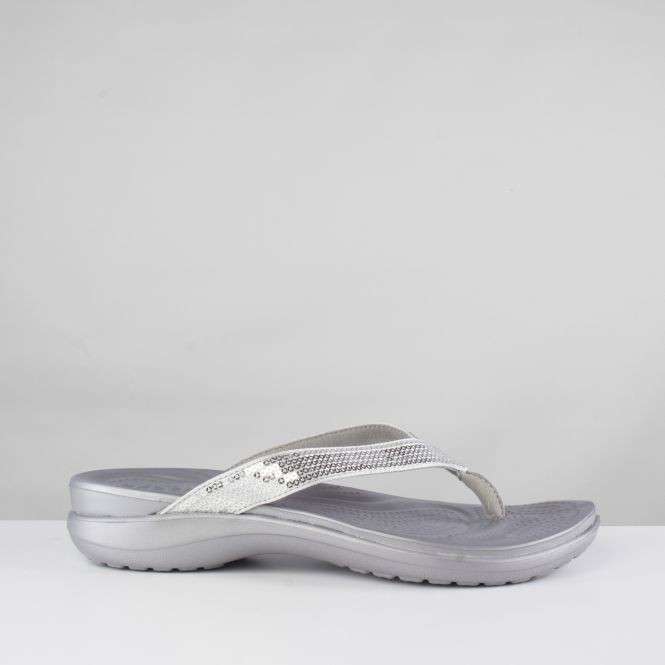 Жіночі в'єтнамки Crocs Women's Capri V Sequin Slipper - Silver — фото 3