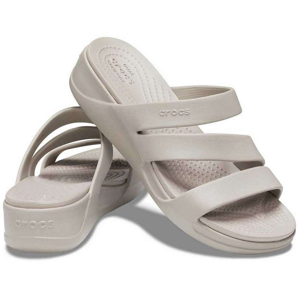 Жіночі шльопанці Crocs Monterey Wedge Ladies Sandals Light Grey — фото 1