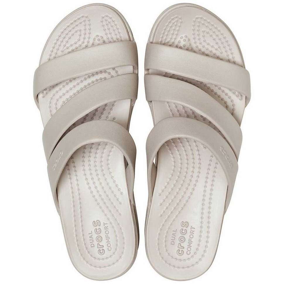 Жіночі шльопанці Crocs Monterey Wedge Ladies Sandals Light Grey — фото 2
