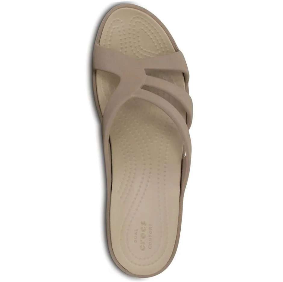 Жіночі шльопанці Crocs Women's Sanrah Strappy Wedge Sandal Mushroom/Cobblestone — фото 5
