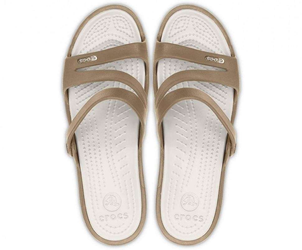 Жіночі шльопанці Crocs Patricia Wedge Sandal Khaki/Pearl Slip-On Boho Comfort Womens — фото 4