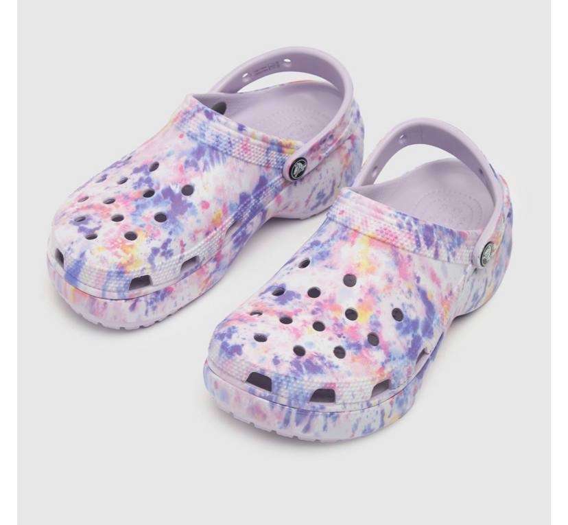 Жіночі Crocs Classic Platform Tie-Dye Graphic Lavender / Multi Clog — фото 6