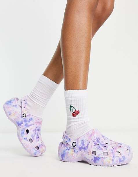 Жіночі Crocs Classic Platform Tie-Dye Graphic Lavender / Multi Clog — фото 8