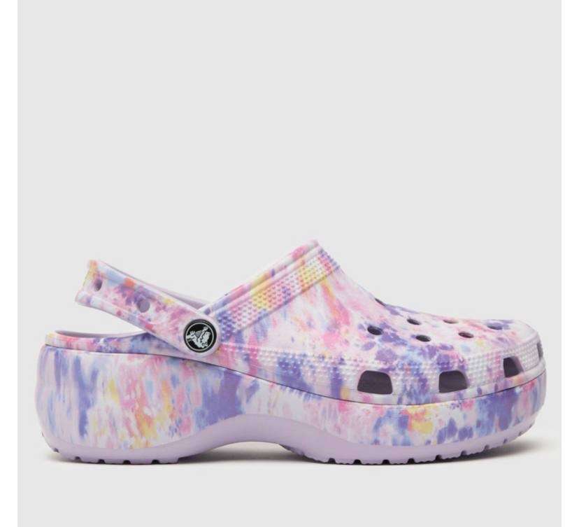 Жіночі Crocs Classic Platform Tie-Dye Graphic Lavender / Multi Clog — фото 9