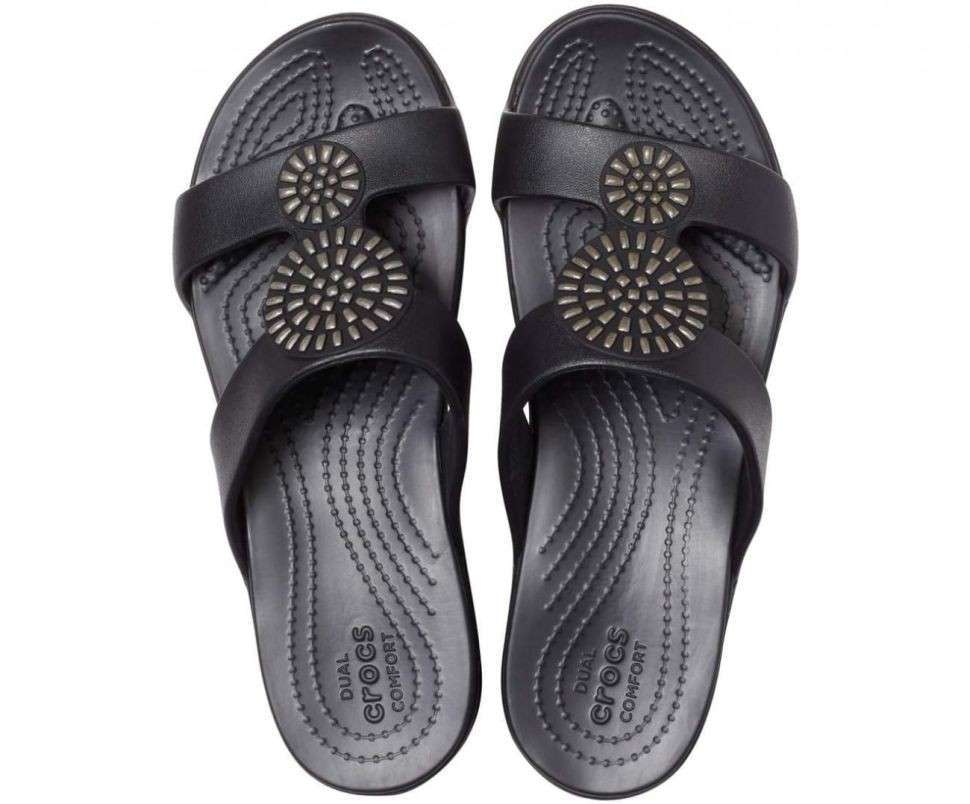 Жіночі в'єтнамки Crocs Monterey Diamante Slip-On Wedge Black — фото 2