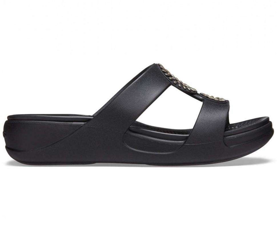 Жіночі в'єтнамки Crocs Monterey Diamante Slip-On Wedge Black — фото 3