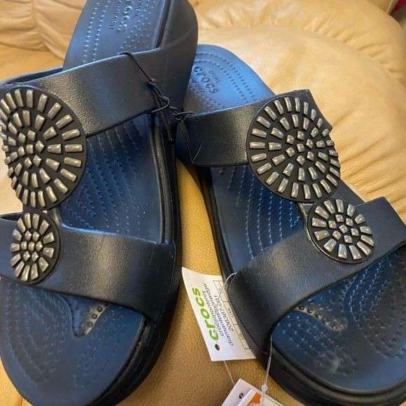 Жіночі в'єтнамки Crocs Monterey Diamante Slip-On Wedge Black — фото 9