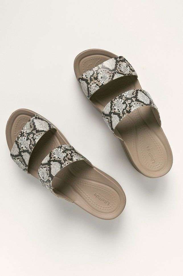 Жіночі шльопанці Crocs Reptilian Print Brooklyn Mid Wedge Sandals Multi — фото 3
