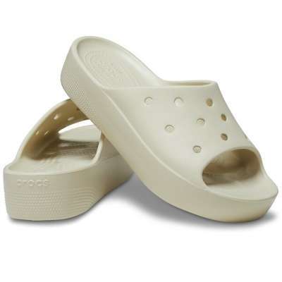 Жіночі шльопанці Crocs Classic Platform Slide Bone — фото