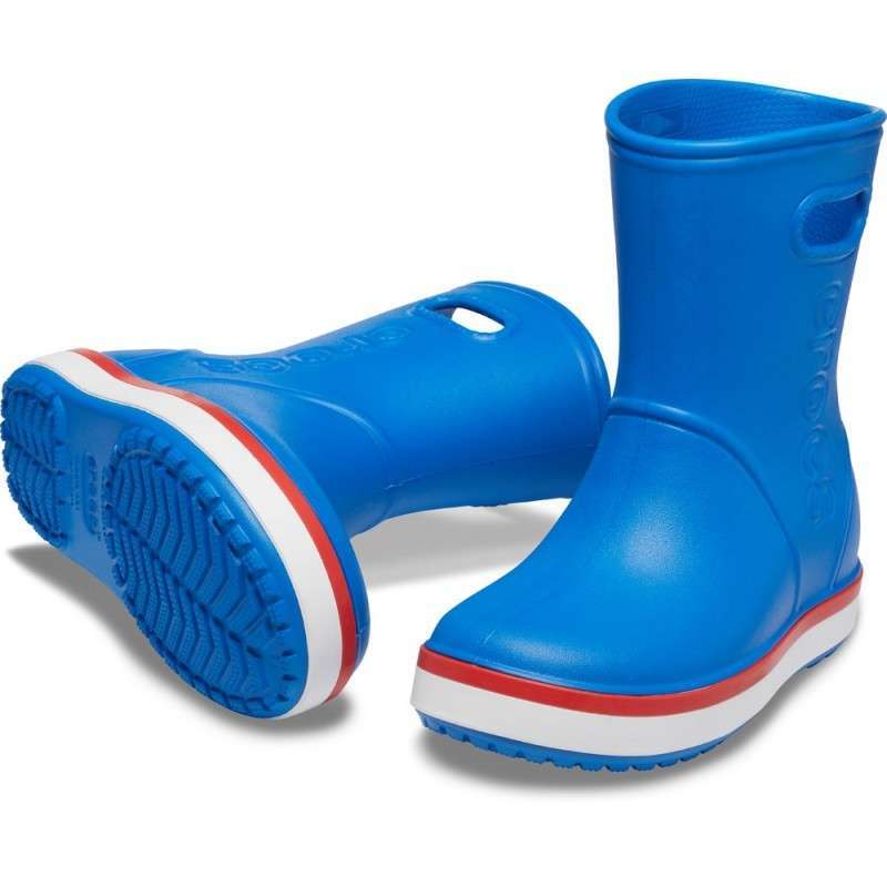 Crocs Дитячі Чоботи Для ДІвчат Сині Crocband Rain Boot Bright Cobalt/Flame — фото 1
