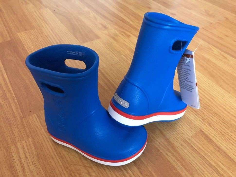 Crocs Дитячі Чоботи Для ДІвчат Сині Crocband Rain Boot Bright Cobalt/Flame — фото 13