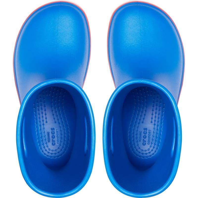 Crocs Дитячі Чоботи Для ДІвчат Сині Crocband Rain Boot Bright Cobalt/Flame — фото 4