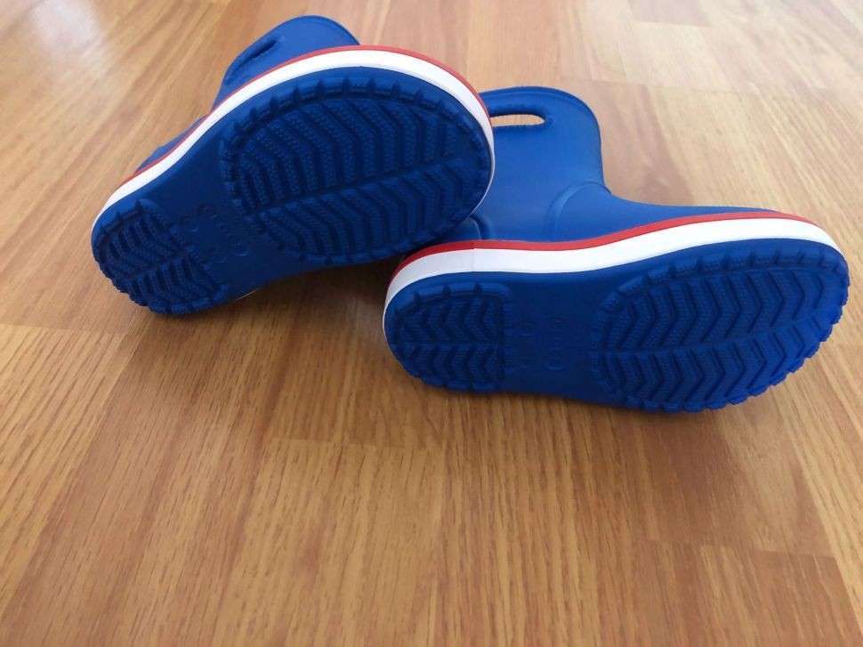 Crocs Дитячі Чоботи Для ДІвчат Сині Crocband Rain Boot Bright Cobalt/Flame — фото 9