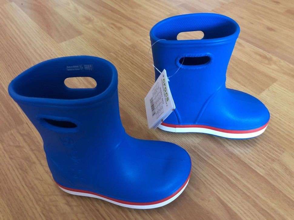 Crocs Дитячі Чоботи Для ДІвчат Сині Crocband Rain Boot Bright Cobalt/Flame — фото 10