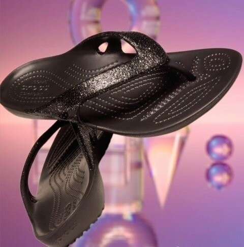 Жіночі в'єтнамки Crocs Kadee II Glitter Black Flip — фото 2