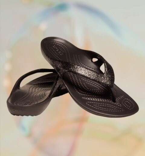 Жіночі в'єтнамки Crocs Kadee II Glitter Black Flip — фото 4