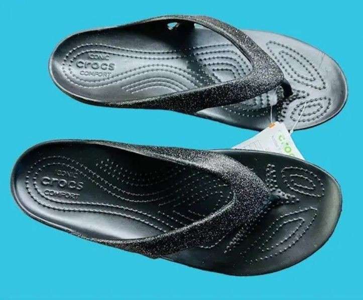 Жіночі в'єтнамки Crocs Kadee II Glitter Black Flip — фото 5