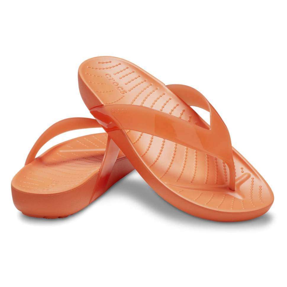Жіночі в'єтнамки Crocs Glossy Splash Flip Persimmon — фото 1