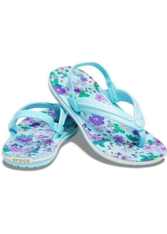 Crocs Крокбенд Фліп Вьетнамки Голубі Kids' Crocband™ Floral Strap Flip Ice Blue