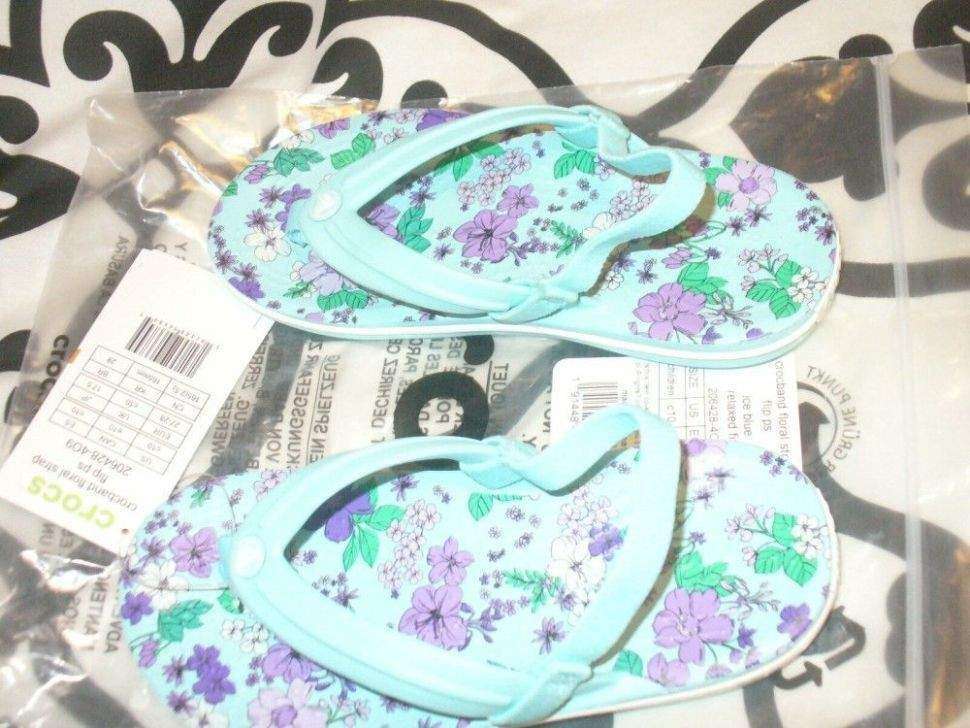 Crocs Крокбенд Фліп Вьетнамки Голубі Kids' Crocband™ Floral Strap Flip Ice Blue — фото 11