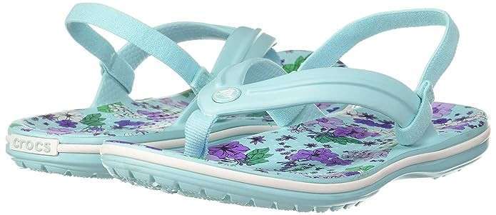 Crocs Крокбенд Фліп Вьетнамки Голубі Kids' Crocband™ Floral Strap Flip Ice Blue — фото 4