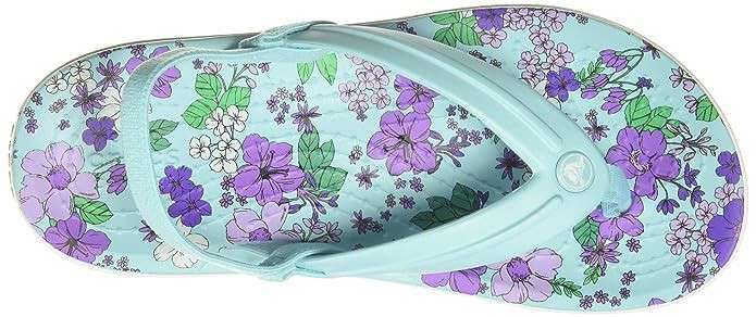 Crocs Крокбенд Фліп Вьетнамки Голубі Kids' Crocband™ Floral Strap Flip Ice Blue — фото 5