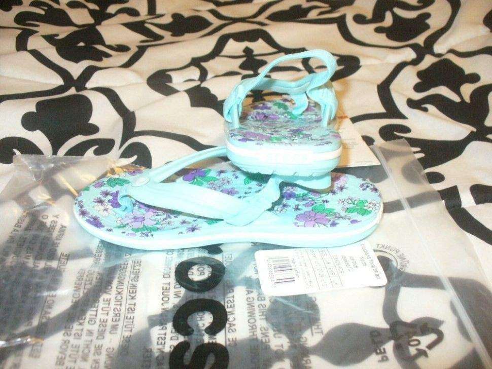 Crocs Крокбенд Фліп Вьетнамки Голубі Kids' Crocband™ Floral Strap Flip Ice Blue — фото 9