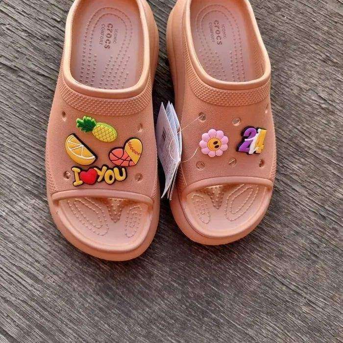 Crocs Беж шльопанці Classic Crush Platform Slide Cork — фото 5