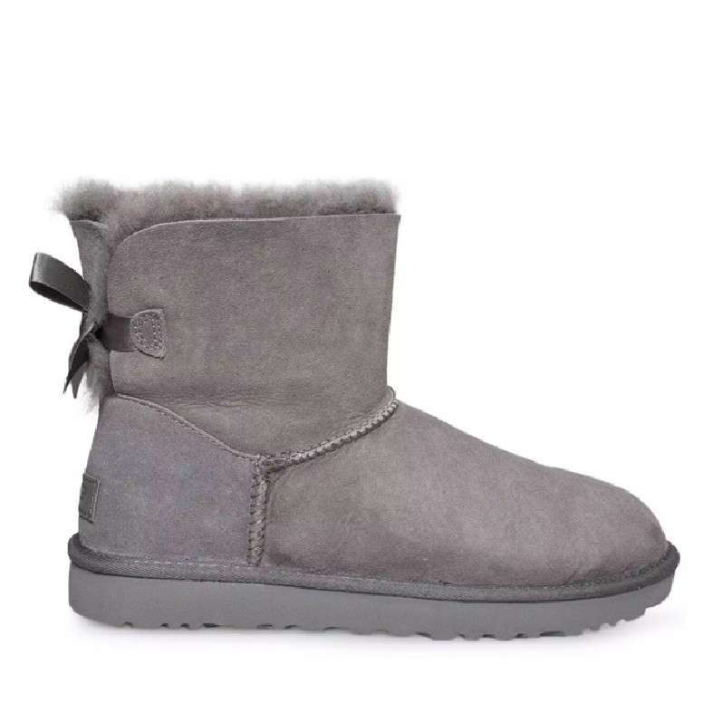 Жіночі UGG Міні з Бантом Замшеві Темно Сірі Mini Bailey Bow Suede Dark Grey