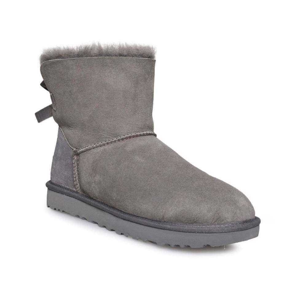 Жіночі UGG Міні з Бантом Замшеві Темно Сірі Mini Bailey Bow Suede Dark Grey — фото 2