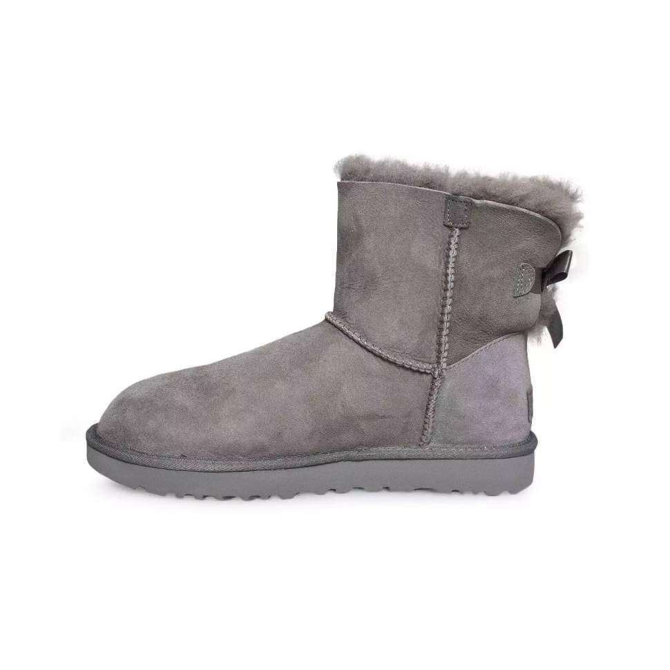 Жіночі UGG Міні з Бантом Замшеві Темно Сірі Mini Bailey Bow Suede Dark Grey — фото 3