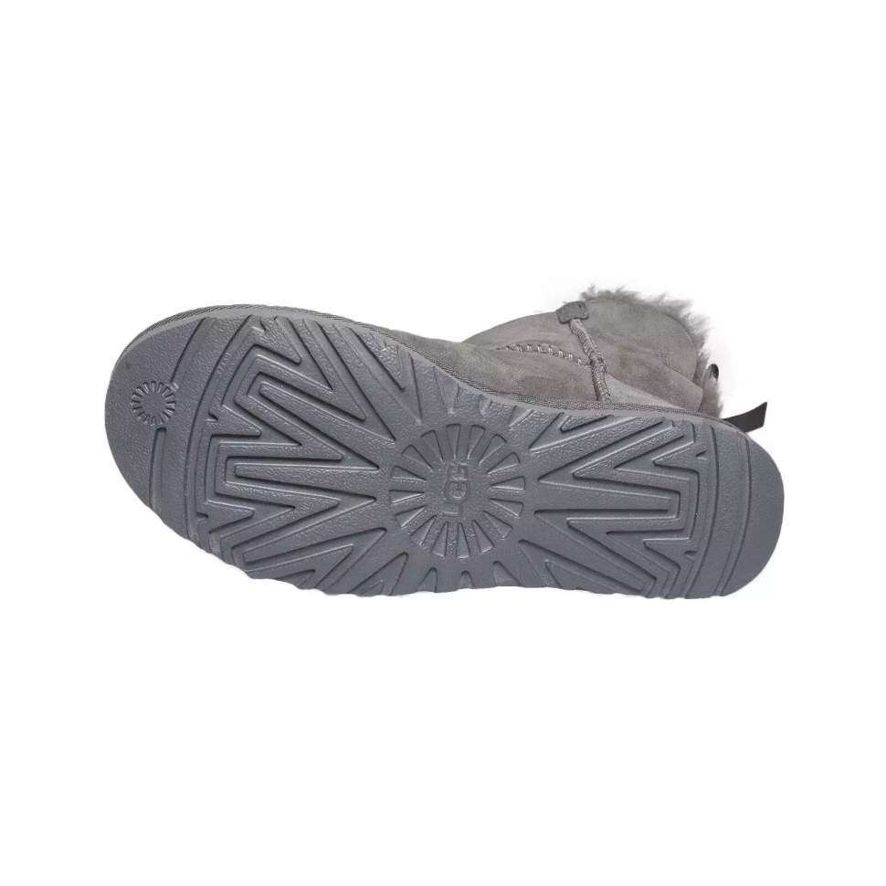 Жіночі UGG Міні з Бантом Замшеві Темно Сірі Mini Bailey Bow Suede Dark Grey — фото 4