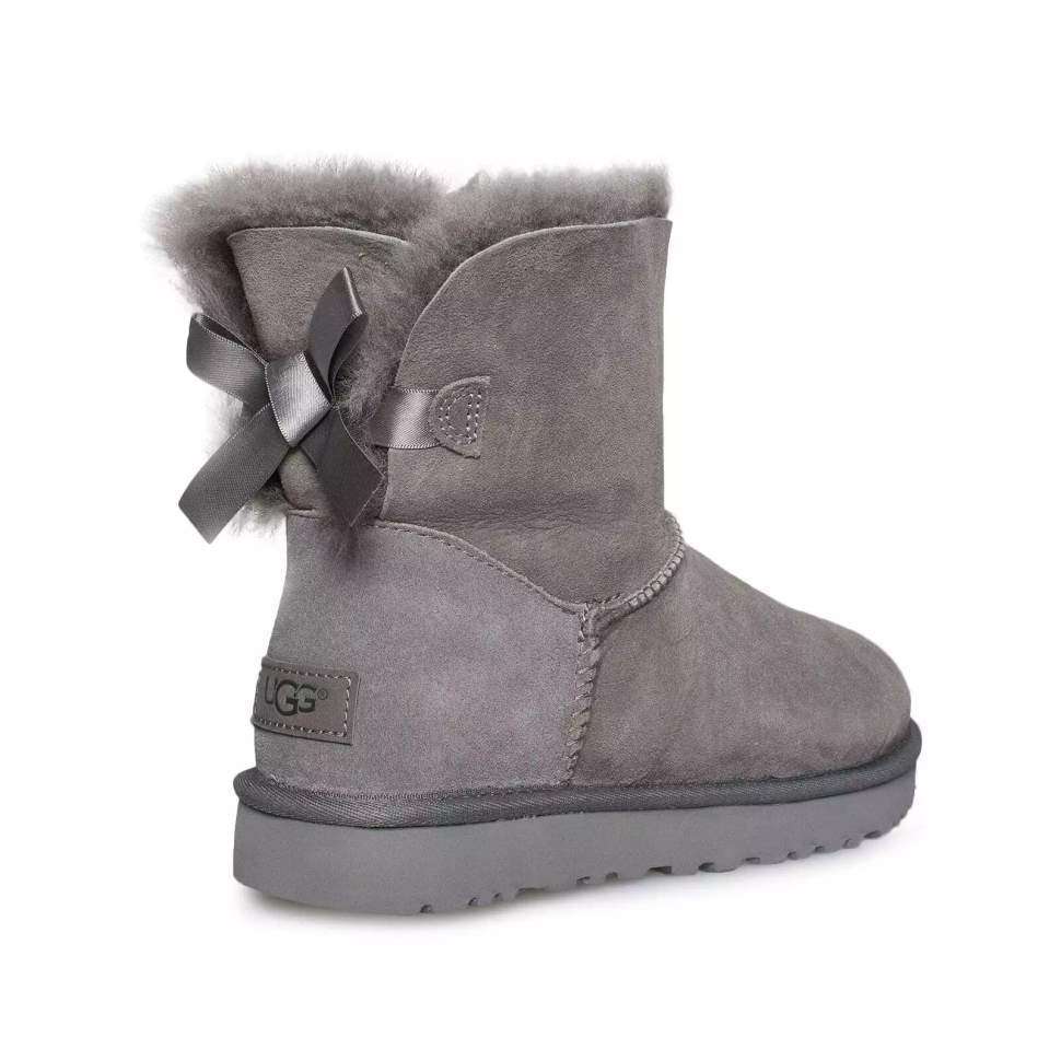 Жіночі UGG Міні з Бантом Замшеві Темно Сірі Mini Bailey Bow Suede Dark Grey — фото 5
