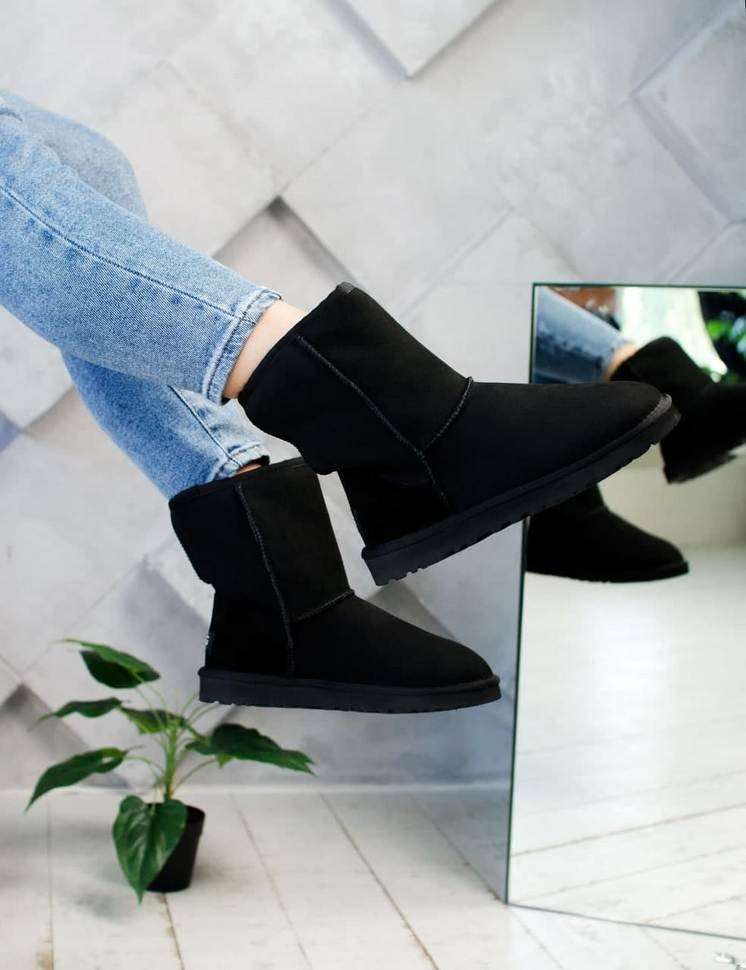 Жіночі UGG Замшеві Середні Чорні Classic Short II Boot Black Suede — фото 11