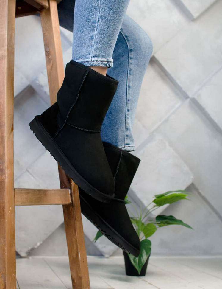 Жіночі UGG Замшеві Середні Чорні Classic Short II Boot Black Suede — фото 8