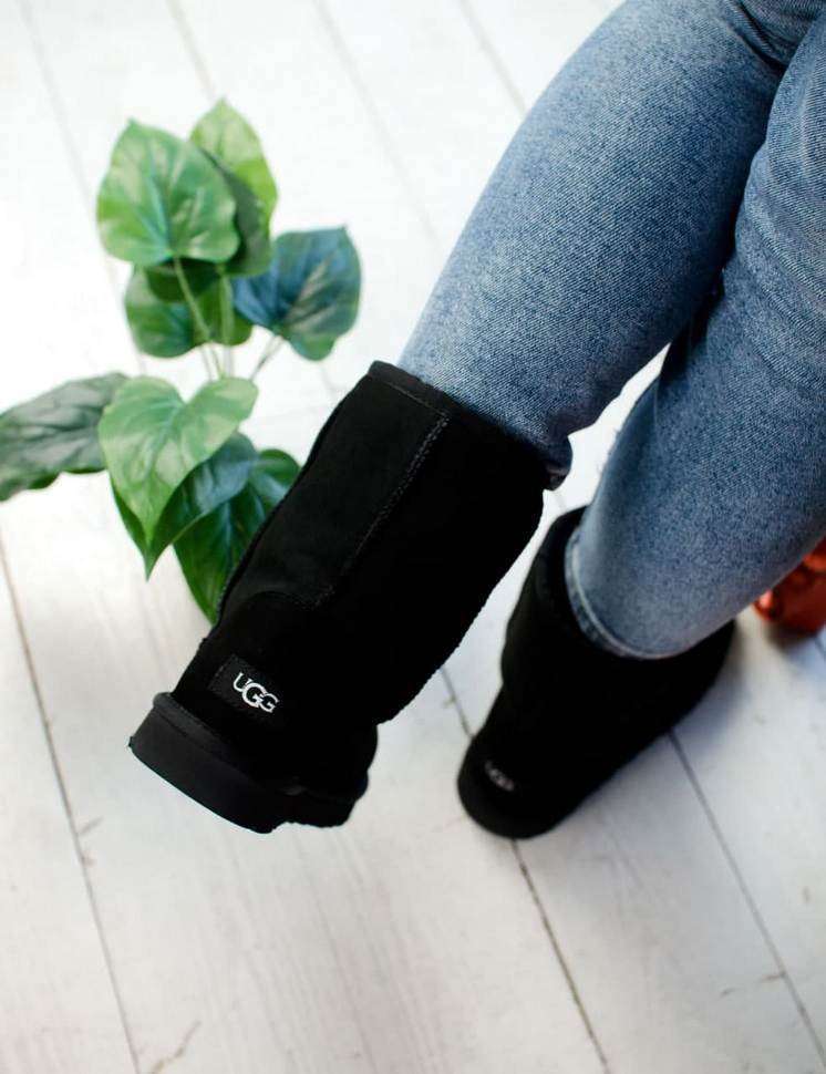 Жіночі UGG Замшеві Середні Чорні Classic Short II Boot Black Suede — фото 9