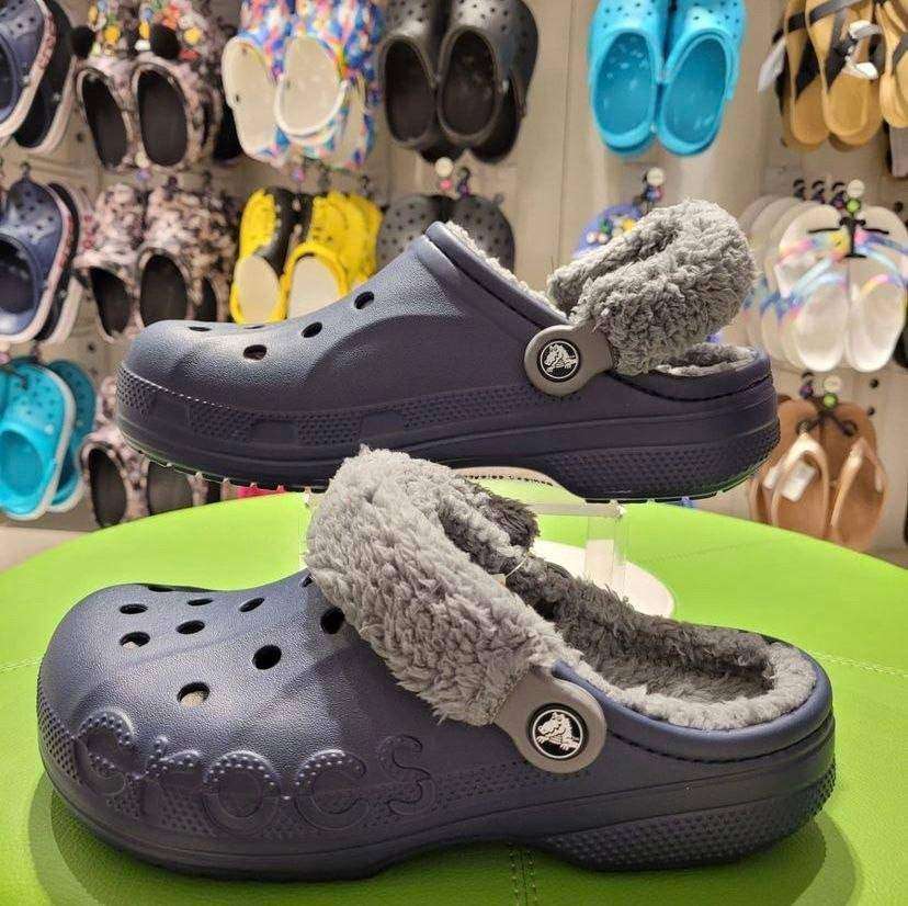 Чоловічі Crocs Клог Теплі Сині Сабо Unisex Baya Lined Fuzz Strap Clog Navy — фото 7