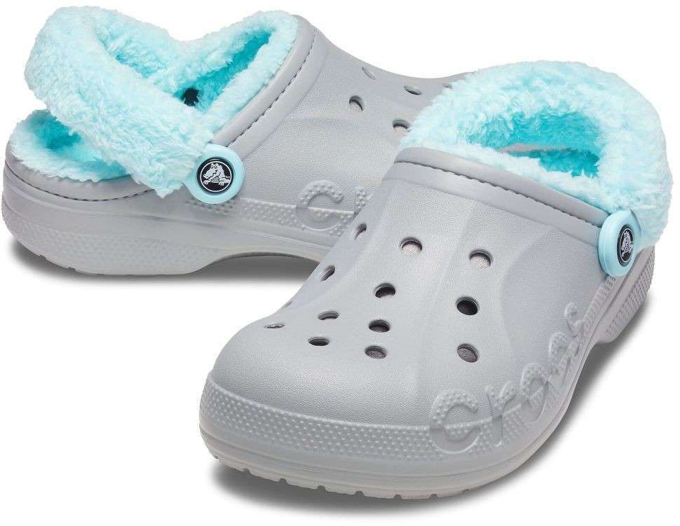 Жіночі Crocs утеплені Baya Lined Fuzz Strap Grey/Ice Blue