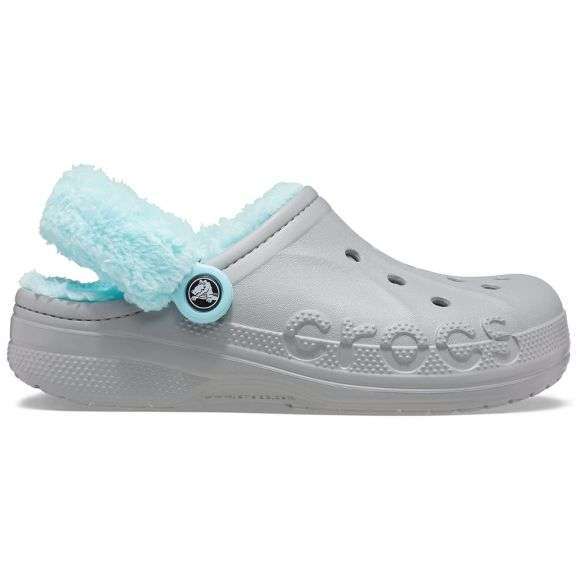 Жіночі Crocs утеплені Baya Lined Fuzz Strap Grey/Ice Blue — фото 3