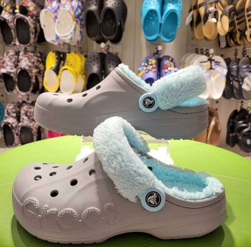 Жіночі Crocs утеплені Baya Lined Fuzz Strap Grey/Ice Blue — фото 8