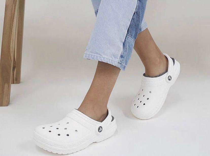 Crocs Клог Утеплені Білі Classic Lined Clog - White/Grey — фото 12