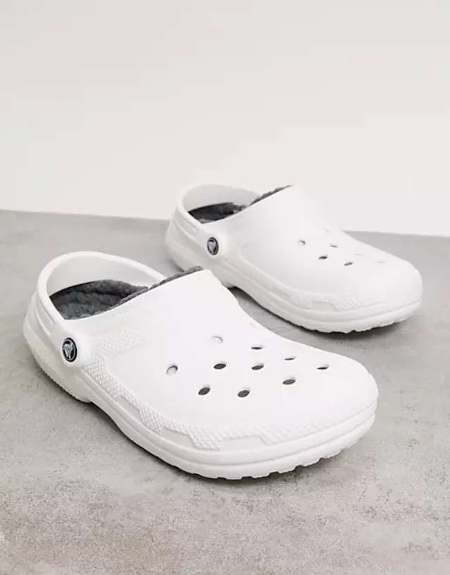 Crocs Клог Утеплені Білі Classic Lined Clog - White/Grey — фото 3