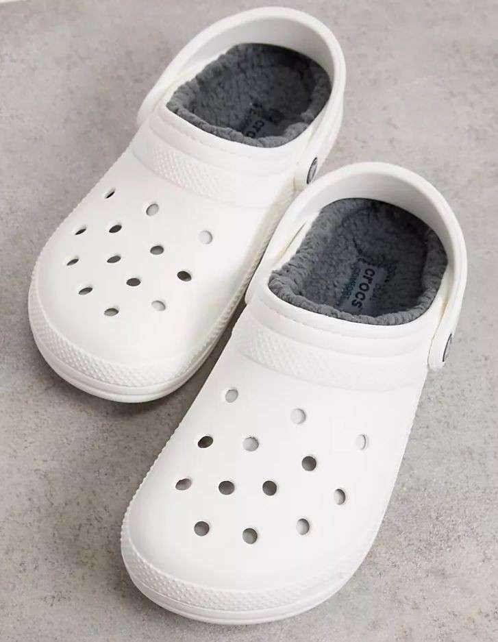 Crocs Клог Утеплені Білі Classic Lined Clog - White/Grey — фото 4