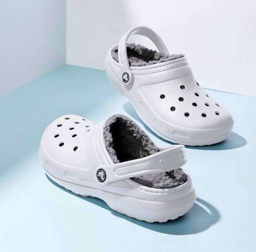 Crocs Клог Утеплені Білі Classic Lined Clog - White/Grey — фото 5