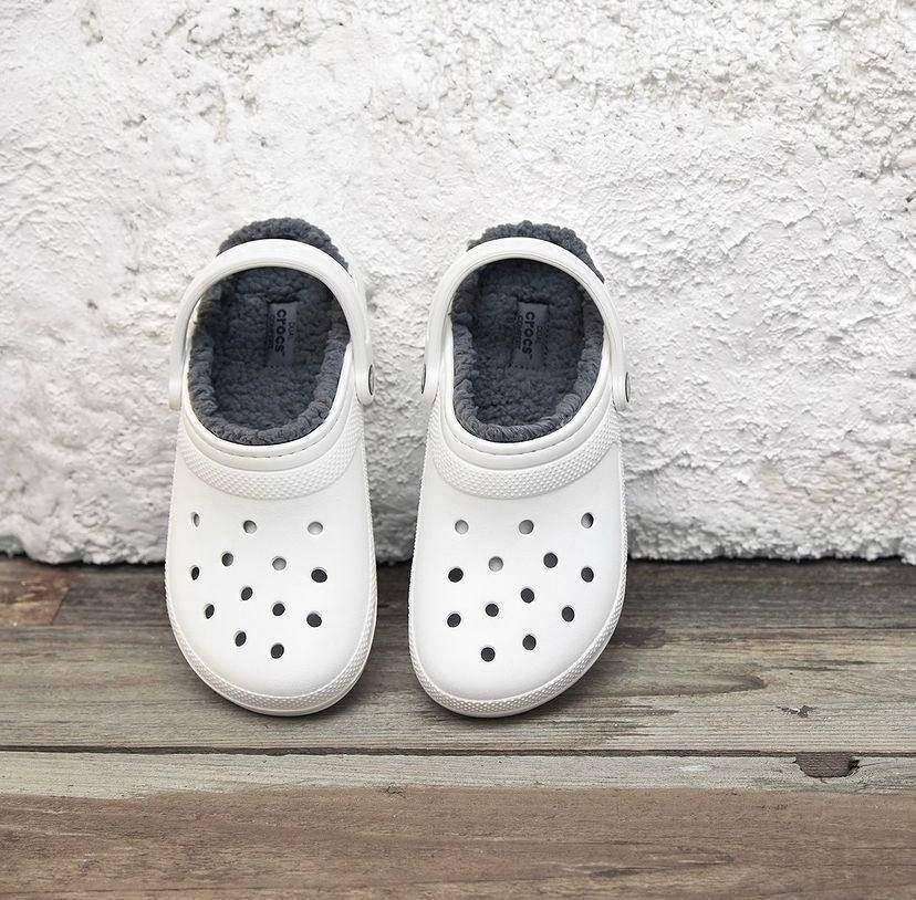 Crocs Клог Утеплені Білі Classic Lined Clog - White/Grey — фото 6