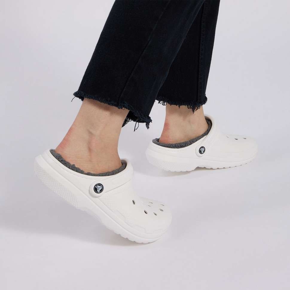 Crocs Клог Утеплені Білі Classic Lined Clog - White/Grey — фото 8