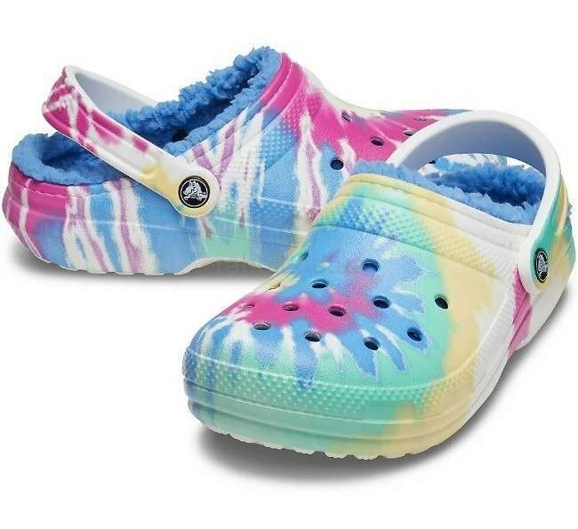 Жіночі Crocs Клог Утеплені Світло Сині Classic Lined Clog Tie Dye Powder Blue /Multi