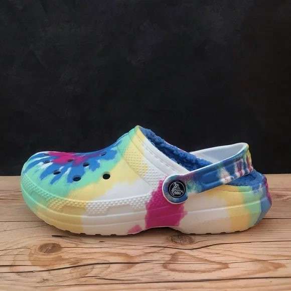 Жіночі Crocs Клог Утеплені Світло Сині Classic Lined Clog Tie Dye Powder Blue /Multi — фото 13